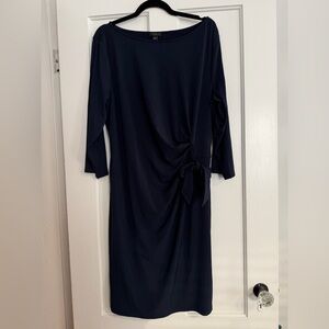 Ann Taylor Factory Faux Wrap Navy Blue Dress XL